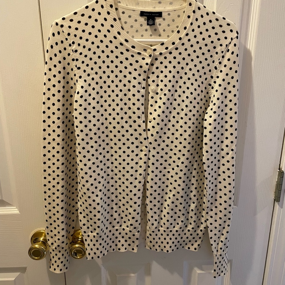 Tommy Hilfiger Cream and Black Polka Dot Cardigan